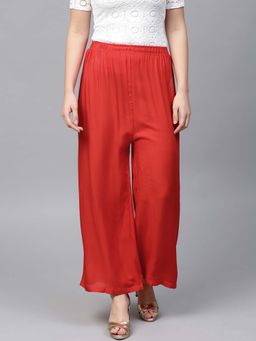 PINKSKY - Red Viscose Solid Palazzo