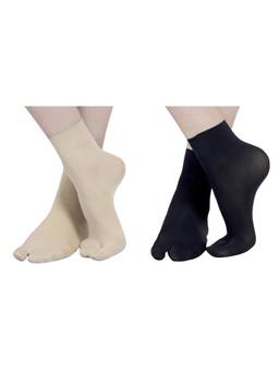 NEXT2SKIN - Womens Nylon Ankle Length Opaque Thumb Socks - Pack of 2 - Multi-Color