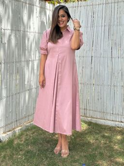 The Svaya - Pastel Pink A-Line Cotton Dress