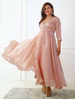 The Svaya - Light Pink Organza Angarkha Style Dress
