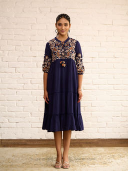 Zolo Label - Navy Blue Cotton Midi Dress