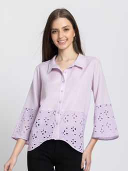 SHAYE - Women Lavender Solid Shirt