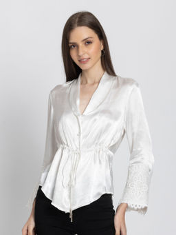 SHAYE - Women Silver Solid Shirt