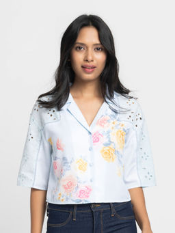 SHAYE - Women Blue Floral Shirt