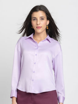 SHAYE - Women Lavender Solid Shirt
