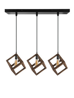 Homesake - Linear Chandelier Walnut Wood Cube Light Black