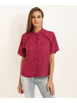 Marie Claire - Women Magenta Regular Fit Solid Casual Shirt