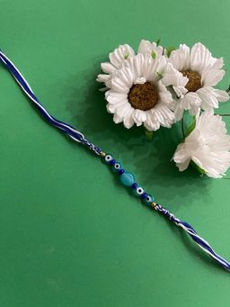 Digital Dress Room - Designer Blue Evil Eye Rakhi Beads Thread Rakhi