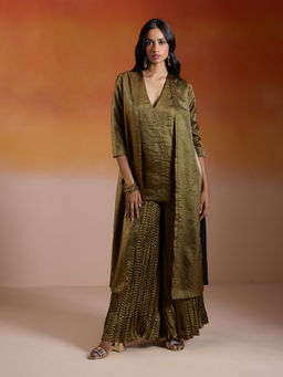 Gajra Gang - Gold Tissue Chiffon Front Open Jacket only Hautie Bride