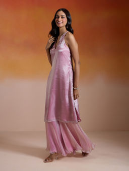 Gajra Gang - Lilac Tissue Chiffon Solid Incut Kurta and Sharara Summer Sahelis