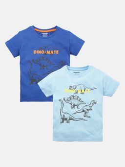 mackly - Boys Printed Cotton T-Shirt - Blue (Pack of 2)