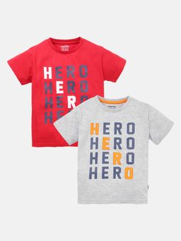 mackly - Boys Printed Cotton T-Shirt - Red (Pack of 2)