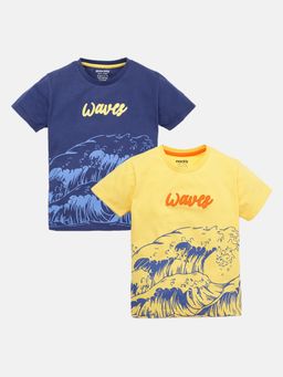 mackly - Boys Printed Cotton T-Shirt - Navy Blue (Pack of 2)