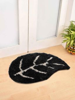 FABINALIV - Black Floral Polyester Door Mat