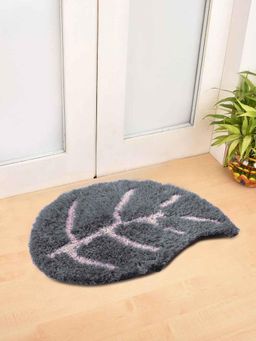 FABINALIV - Grey Floral Polyester Door Mat