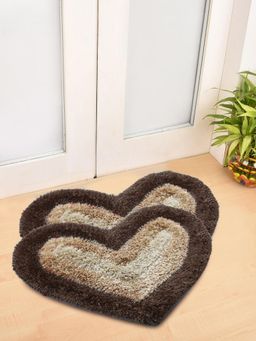 FABINALIV - Pack of 2 Brown Solid Polyester Door Mats