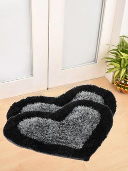 FABINALIV - Pack of 2 Black Solid Polyester Door Mats