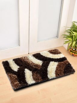 FABINALIV - Brown Geometric Polyester Door Mat