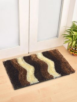 FABINALIV - Brown Abstract Polyester Door Mat