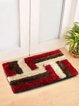 FABINALIV - Red Geometric Polyester Door Mat
