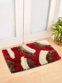 FABINALIV - Red Geometric Polyester Door Mat