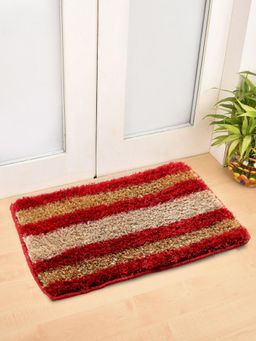FABINALIV - Red Striped Polyester Door Mat