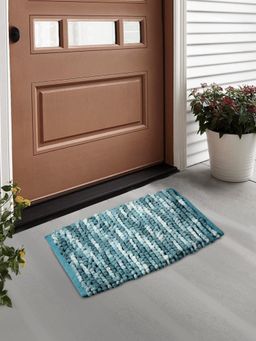FABINALIV - Blue Striped Cotton Blend Door Mat