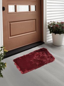 FABINALIV - Maroon Solid Polyester Door Mat