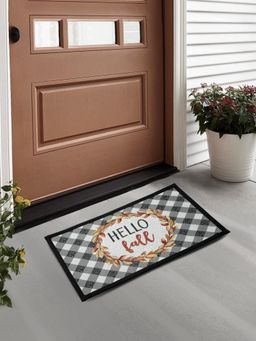 FABINALIV - Multicolor Checkered Cotton Blend Door Mat