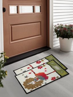 FABINALIV - Pack of 2 Multicolor Cartoon Design Polyester Door Mats
