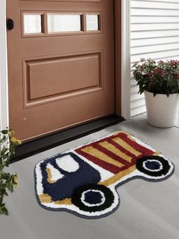 FABINALIV - Multicolor Geometric Cotton Blend Anti Skid Door Mat
