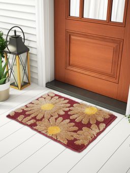FABINALIV - Multicolor Floral Cotton Blend Anti Skid Door Mat
