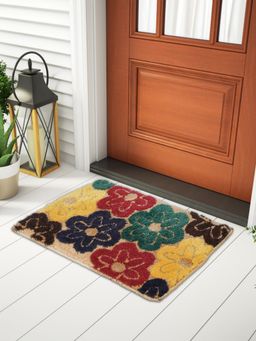 FABINALIV - Multicolor Floral Cotton Blend Anti Skid Door Mat