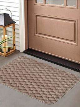 FABINALIV - Beige Geometric Cotton Ultra Soft Anti Skid Door Mat