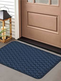 FABINALIV - Blue Geometric Cotton Ultra Soft Anti Skid Door Mat