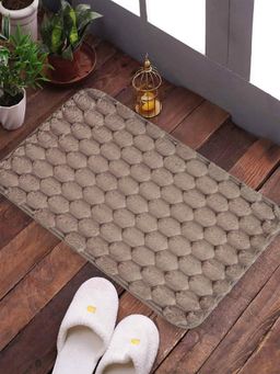 FABINALIV - Beige Geometric Cotton Ultra Soft Anti Skid Door Mat