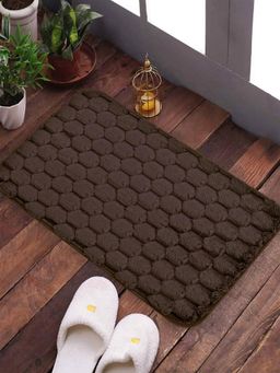 FABINALIV - Brown Geometric Cotton Ultra Soft Anti Skid Door Mat