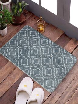 FABINALIV - Grey Geometric Cotton Blend Ultra Soft Anti Skid Door Mat