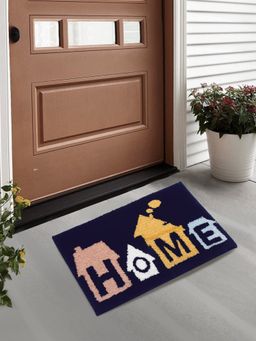 FABINALIV - Navy Blue Cotton Blend Ultra Soft Anti Skid Door Mat