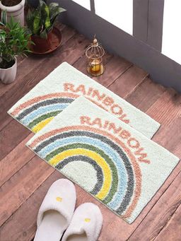 FABINALIV - Pack of 2 Multicolor Abstract Cotton Blend Anti Skid Door Mats