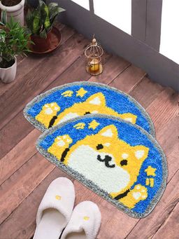FABINALIV - Pack of 2 Multicolor Cartoon Cotton Blend Anti Skid Door Mats