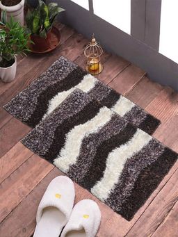 FABINALIV - Pack of 2 Multicolor Abstract Cotton Blend Anti Skid Door Mats