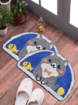FABINALIV - Pack of 2 Multicolor Cartoon Cotton Blend Anti Skid Door Mats