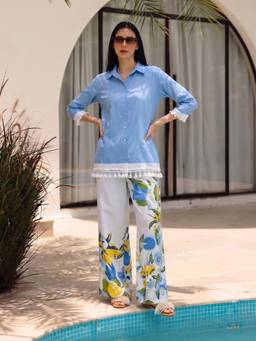ZUMMER - Blue Pure Cotton Printed Co-ord Set