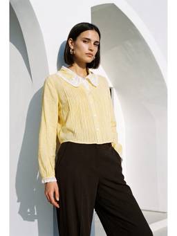 VALERE - Yellow Stripe Lace Shirt