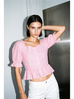 VALERE - Pink Sweetheart Peplum Crop Top
