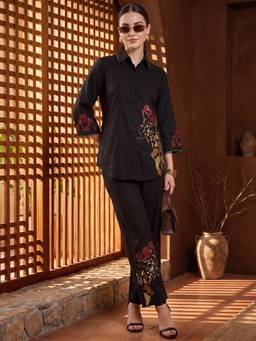 ZUMMER - Black Pure Cotton Embroidered Co-ord Set
