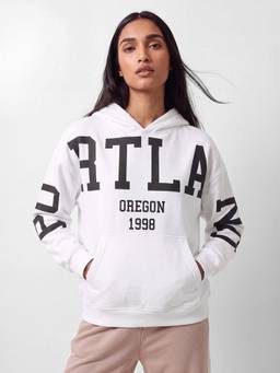max - White Printed Hoodie