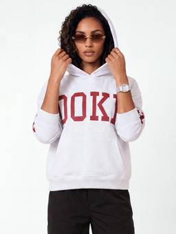 max - White Printed Athleisure Hoodie