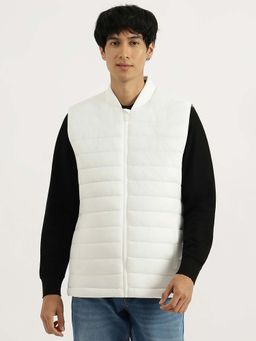 United Colors of Benetton - White Regular Fit Solid Puffer Jacket